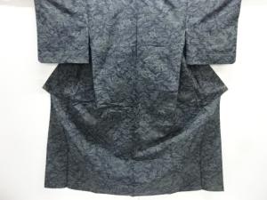 アンティーク　花模様織り出し手織り紬単衣着物